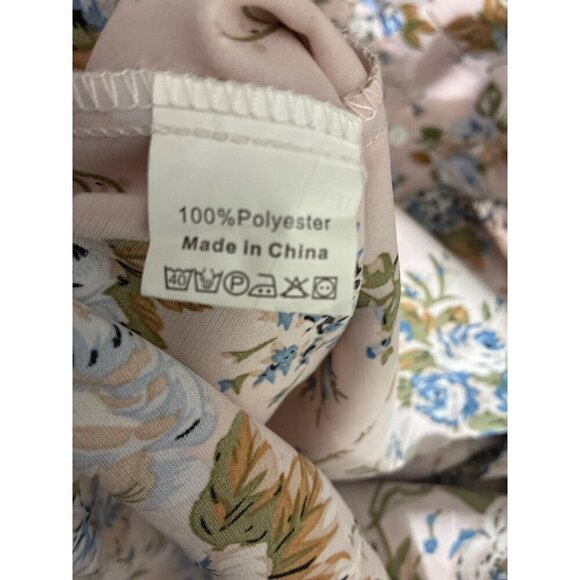 Zanzea Blouse top Womens Floral Print size L Pink Blue Polyester Lightweight - Picture 6 of 9